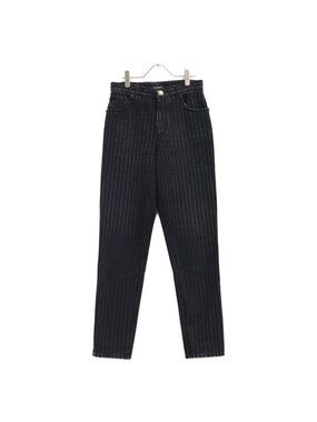 Chanel 20k Striped CC Logo Button Denim Pants 36
